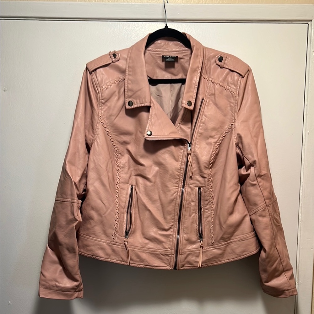 Women's Pink Faux Leather Jacket